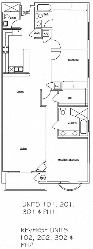 Units 101, 201, 301, PH1 - reverse units